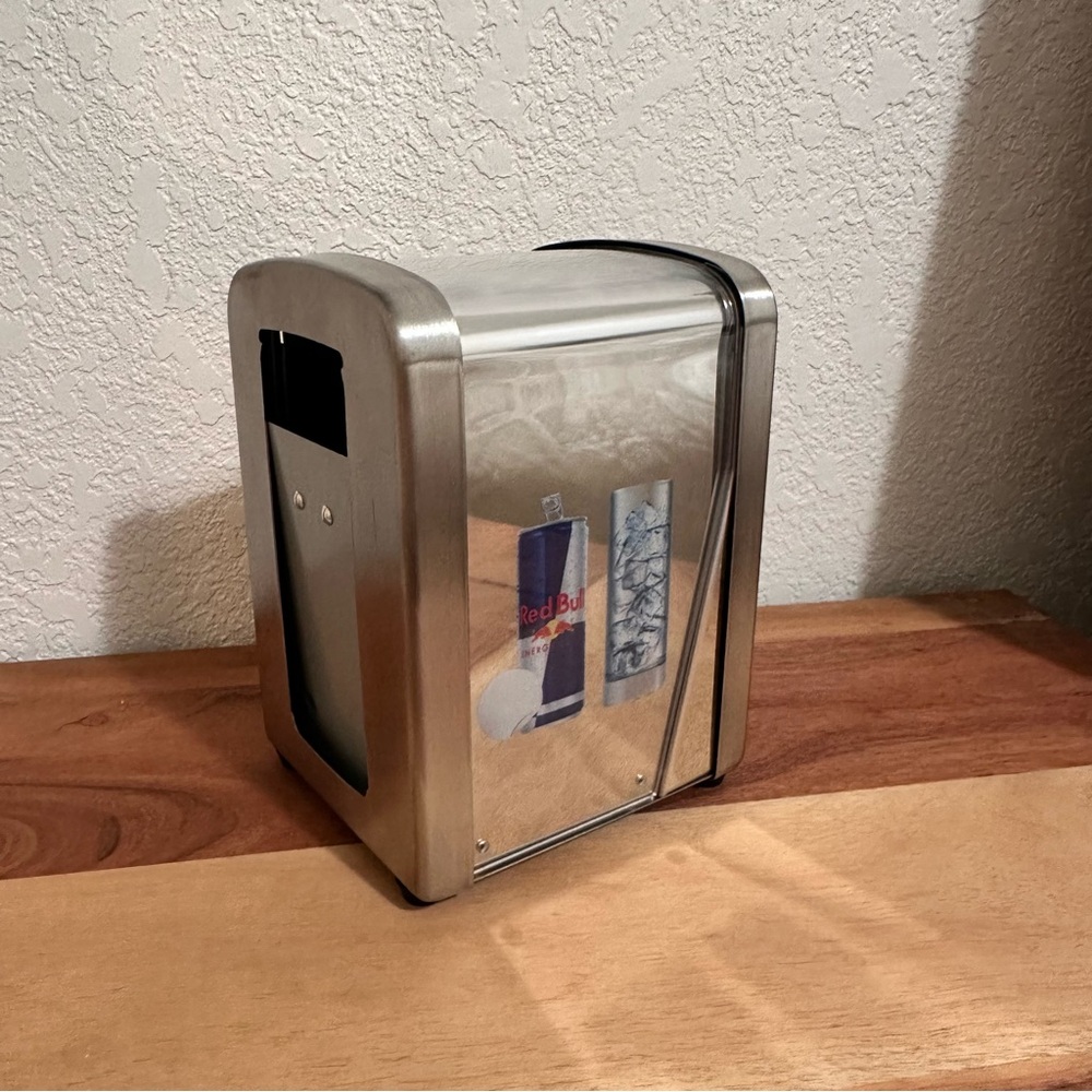Red Bull Stainless Steel Napkin Holder NWOT